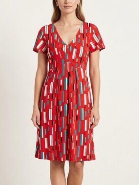 K. Jordan Printed Short Sleeve V Neck Dress